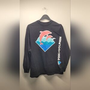 Pink Dolphin mens medium long sleeve graphic tee black